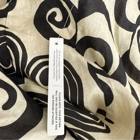 NWT The Wolf Gang Mirador Linen Mini Dress in Black/ Cream Size L