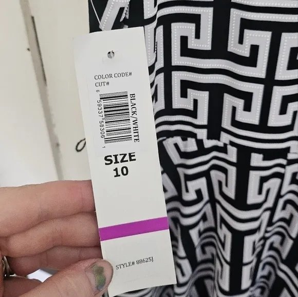 NWT Tiana B. Black and White Geometric Dress Sz 10