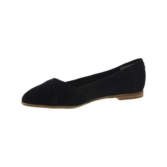NWT TOMS Womens Black Comfort Julie Almond Toe Slip On Ballet Flats 6.5 W