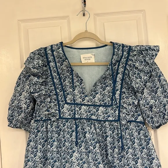 NWT Tuckernuck Blue White Floral Rosaleigh Mini Dress Women’s size XL