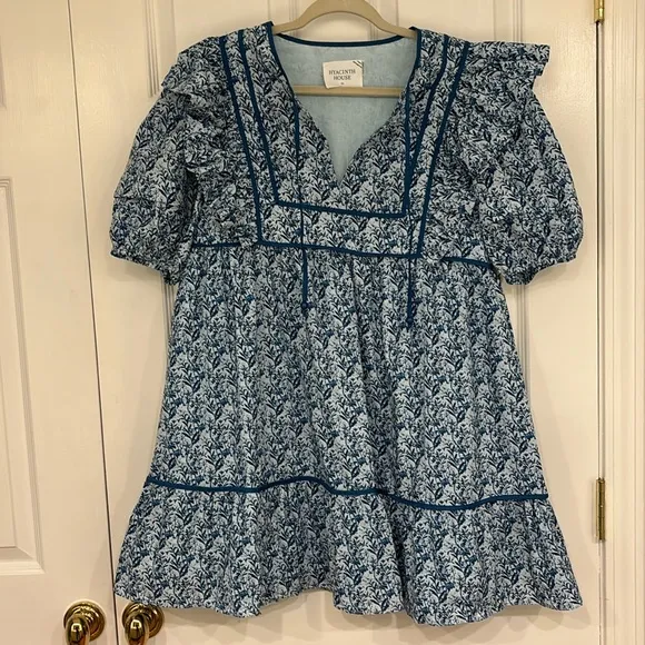 NWT Tuckernuck Blue White Floral Rosaleigh Mini Dress Women’s size XL