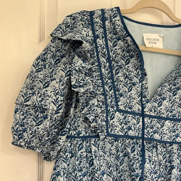 NWT Tuckernuck Blue White Floral Rosaleigh Mini Dress Women’s size XL