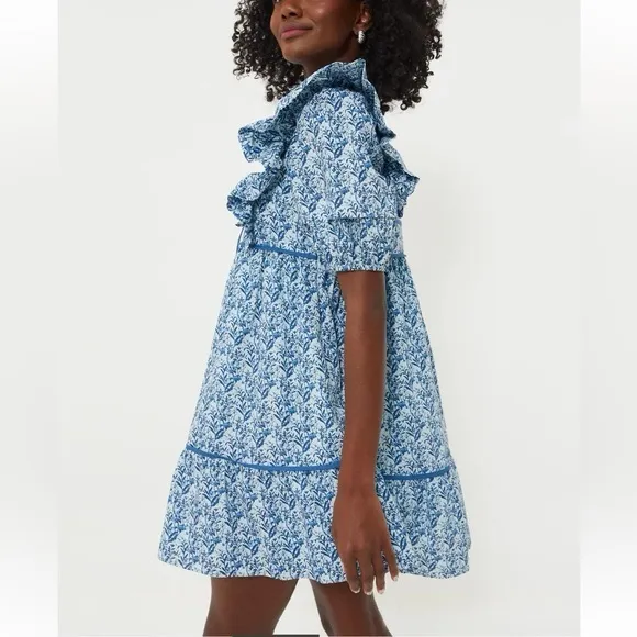 NWT Tuckernuck Blue White Floral Rosaleigh Mini Dress Women’s size XL