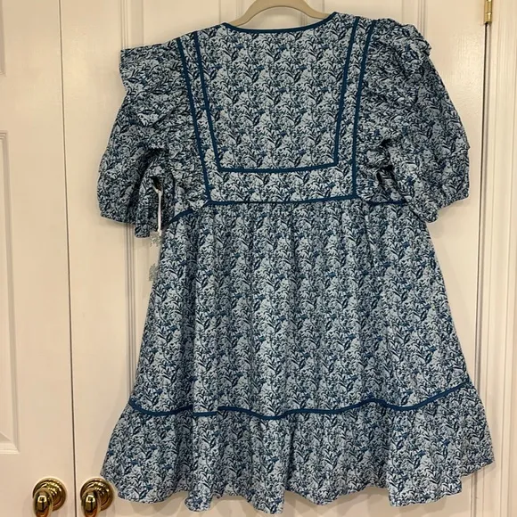 NWT Tuckernuck Blue White Floral Rosaleigh Mini Dress Women’s size XL