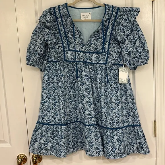 NWT Tuckernuck Blue White Floral Rosaleigh Mini Dress Women’s size XL