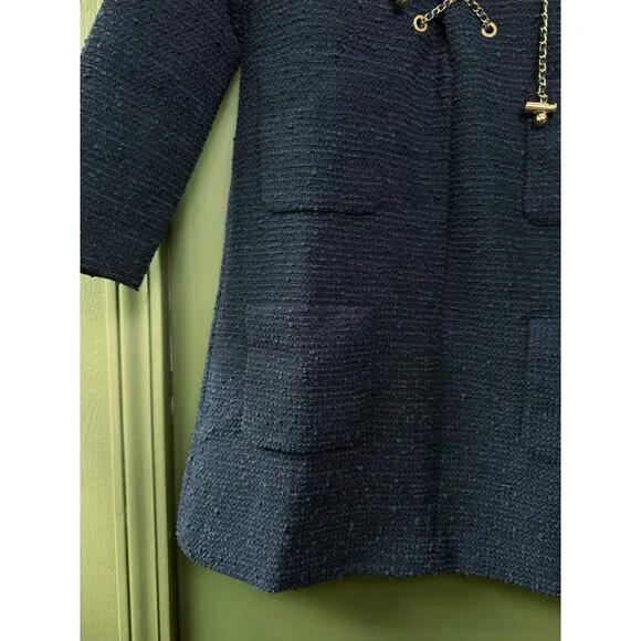 NWT Tuckernuck Navy Tweed Chain Lace‑Up Kelly Mini Vintage Inspired Dress XXS 00