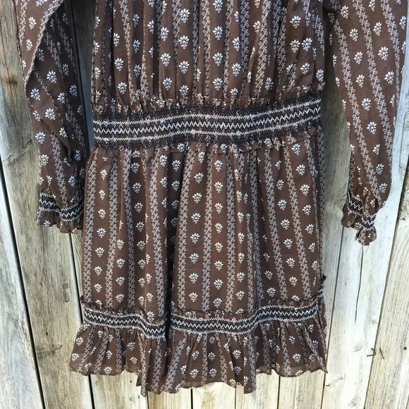 NWT Veronica Beard Espie Floral Dress Cotton Hazel Brown M