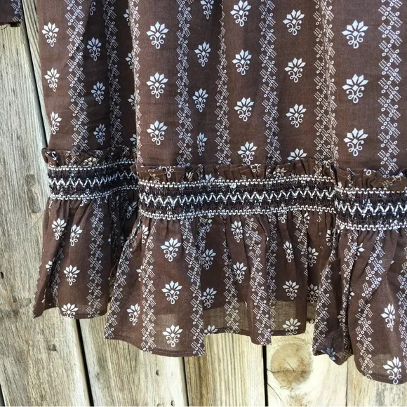 NWT Veronica Beard Espie Floral Dress Cotton Hazel Brown M