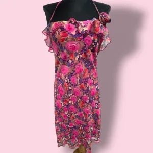 NWT vintage Y2K Rampage slip dress purple, pink, orange sheer floral print sz M