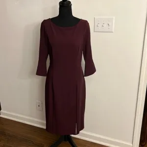 NWT White House Black Market Long Sleeve Fully- Lined Sz 10 Maroon Midi Dress.