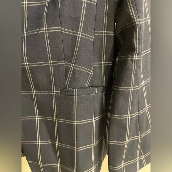 NWT Women’s Banana Republic Washable Navy Blue/White Plaid Blazer w/stretch Sz10