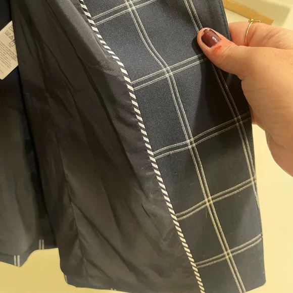 NWT Women’s Banana Republic Washable Navy Blue/White Plaid Blazer w/stretch Sz10