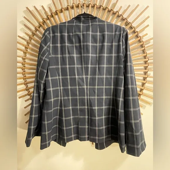 NWT Women’s Banana Republic Washable Navy Blue/White Plaid Blazer w/stretch Sz10