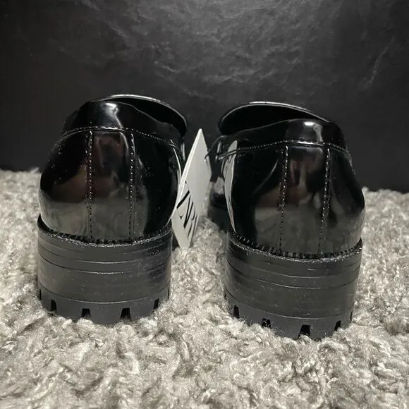 NWT Zara Lug Sole Embellished Loafers