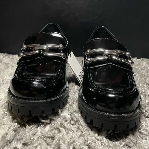 NWT Zara Lug Sole Embellished Loafers