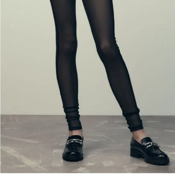 NWT Zara Lug Sole Embellished Loafers