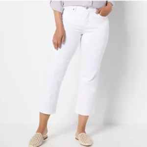 NYDJ Womens Jeans Size 16 Marilyn Crop Split Ankle Optic White Lift Tuck New