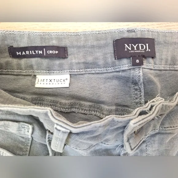 NYDJ women's light gray Marilyn straight crop jeans  - size 8