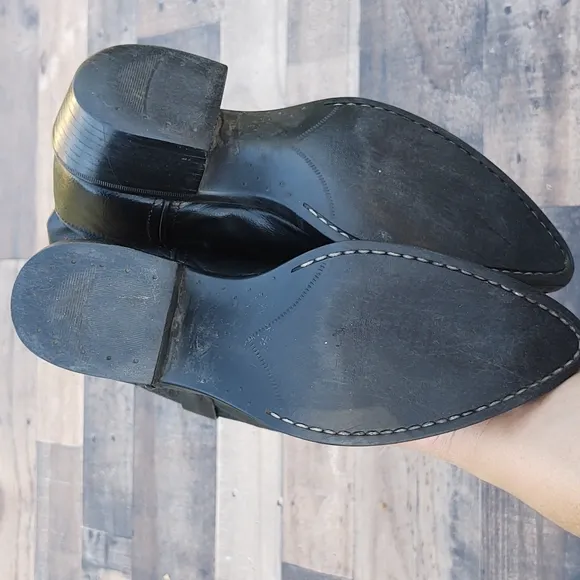 Old West Black Leather Western Cowboy boots Kids 2.5