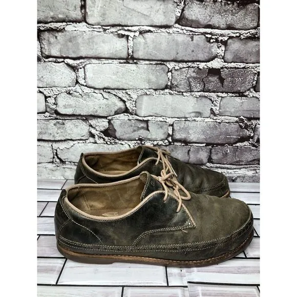 Olukai Honolulu Lace Olive Green Leather Casual Oxfords Shoes Men’s Sz 10.5M US