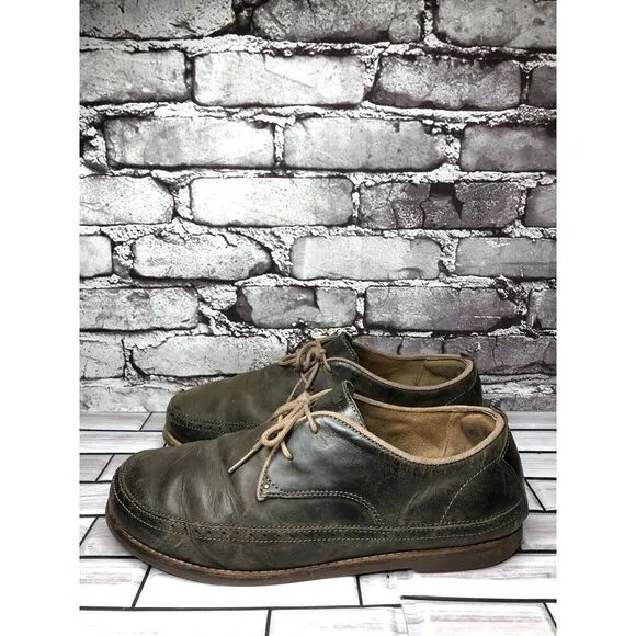 Olukai Honolulu Lace Olive Green Leather Casual Oxfords Shoes Men’s Sz 10.5M US