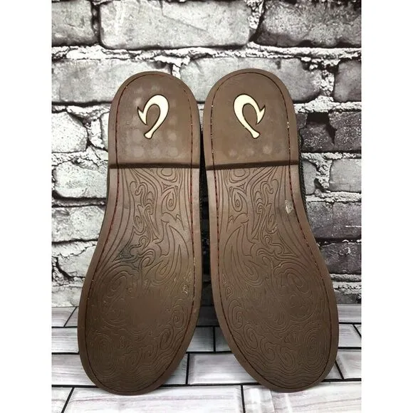 Olukai Honolulu Lace Olive Green Leather Casual Oxfords Shoes Men’s Sz 10.5M US