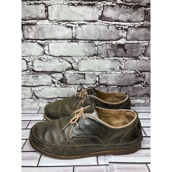 Olukai Honolulu Lace Olive Green Leather Casual Oxfords Shoes Men’s Sz 10.5M US