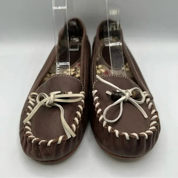 OluKai Mele Moc Women’s 7.5 Chocolate Brown Leather Slip On Moccasin