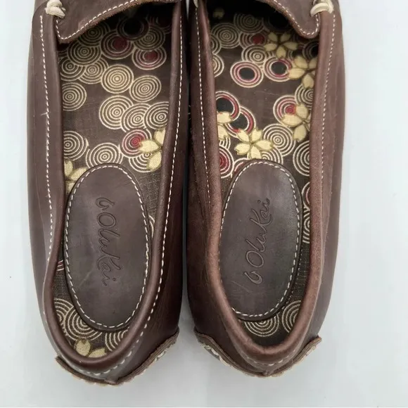OluKai Mele Moc Women’s 7.5 Chocolate Brown Leather Slip On Moccasin