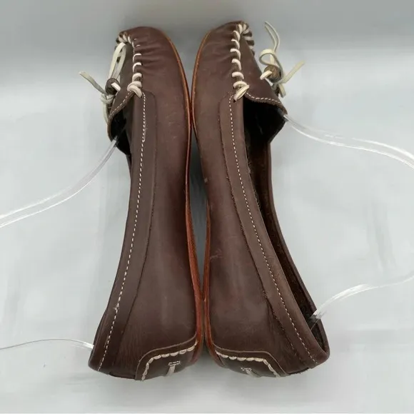 OluKai Mele Moc Women’s 7.5 Chocolate Brown Leather Slip On Moccasin