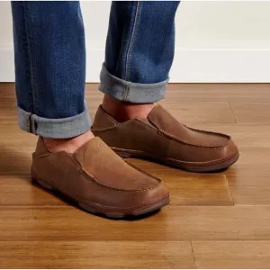 Olukai Moloa Leather Loafers Men 8.5 Slip-On Comfort Toffee‎ Brown Drop Heel