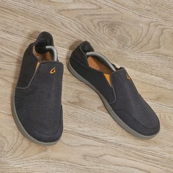 Olukai Nohea Mesh Shoes Mens Size 10.5 Gray Mesh Slip On Boat Loafers Sneakers