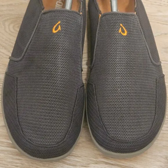 Olukai Nohea Mesh Shoes Mens Size 10.5 Gray Mesh Slip On Boat Loafers Sneakers