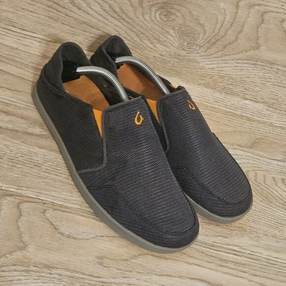 Olukai Nohea Mesh Shoes Mens Size 10.5 Gray Mesh Slip On Boat Loafers Sneakers