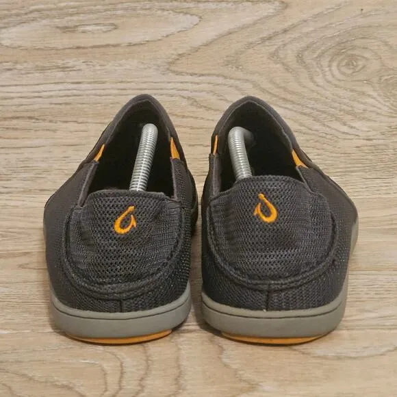 Olukai Nohea Mesh Shoes Mens Size 10.5 Gray Mesh Slip On Boat Loafers Sneakers