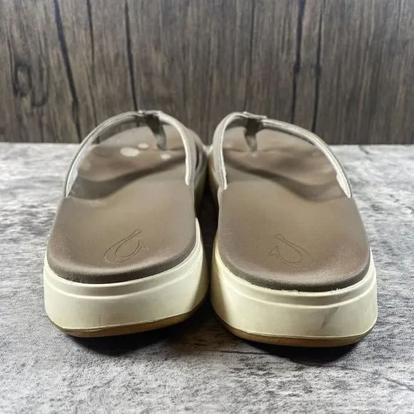 Olukai Womens Sandals Size 8 Nua Pio Tan Flip Flops Thong Sandals Comfort