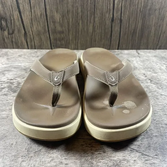 Olukai Womens Sandals Size 8 Nua Pio Tan Flip Flops Thong Sandals Comfort