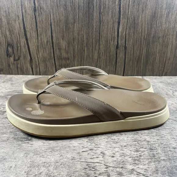 Olukai Womens Sandals Size 8 Nua Pio Tan Flip Flops Thong Sandals Comfort