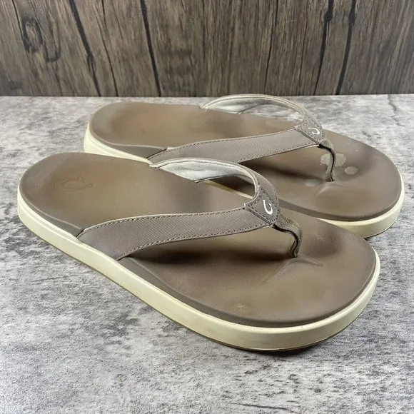 Olukai Womens Sandals Size 8 Nua Pio Tan Flip Flops Thong Sandals Comfort