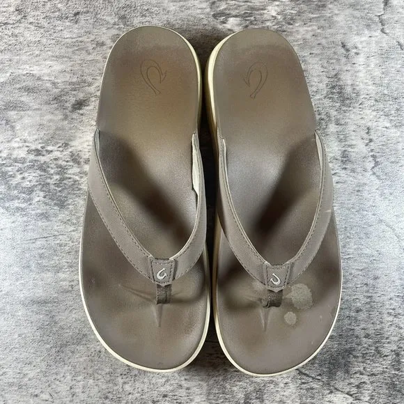 Olukai Womens Sandals Size 8 Nua Pio Tan Flip Flops Thong Sandals Comfort
