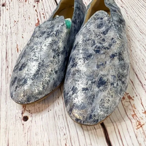OSAY x  La Babouche Blue and Silver Tie Dye Slide Loafer Slip on Shoe