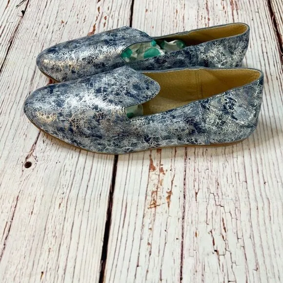 OSAY x  La Babouche Blue and Silver Tie Dye Slide Loafer Slip on Shoe