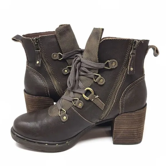 OTBT Oregon Stacked Heel Boots Cocoa Brown Leather Ankle Bootie Women Size 8.5