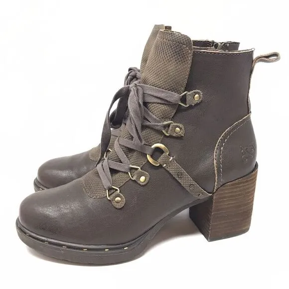 OTBT Oregon Stacked Heel Boots Cocoa Brown Leather Ankle Bootie Women Size 8.5