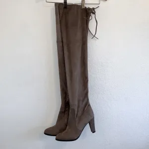 OVER THE KNEE BOOTS MICROSUEDE HEEL BROWN SIZE 10