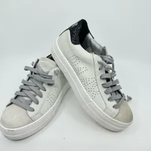P448 Thea White/Gray Low-Top Sneakers (Size 6-6.5 US) Euc