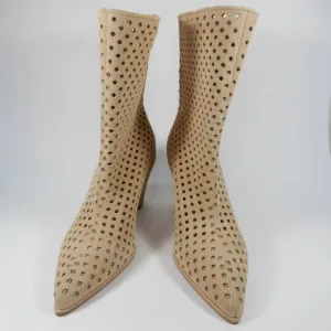 PAIGE Layla Bootie Boots Size 6.5 Laser Cut Sand Suede Leather NEW $398
