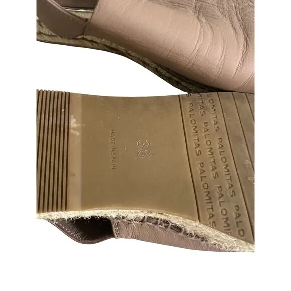 PALOMITAS Paloma Barcelo Taupe Leather Espadrilles Flats Size 38