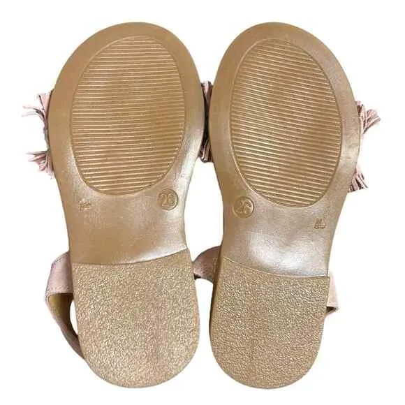 Papouelli Toddler’s Pink Leather Fringed and Beaded Sandals Size 26 (US 9.5)