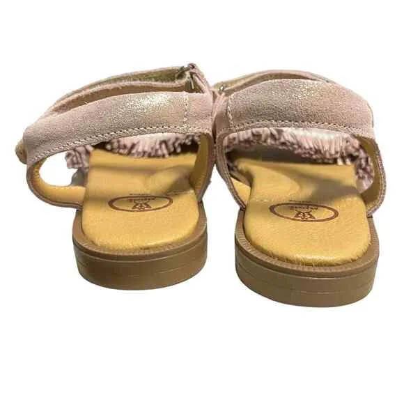 Papouelli Toddler’s Pink Leather Fringed and Beaded Sandals Size 26 (US 9.5)